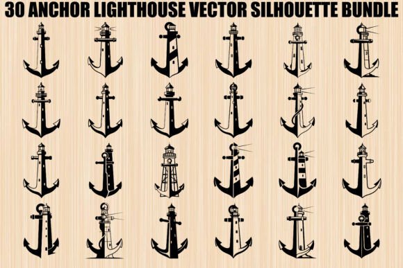 Anchor Lighthouse Silhouette Bundle: Graphics & Illustrations
