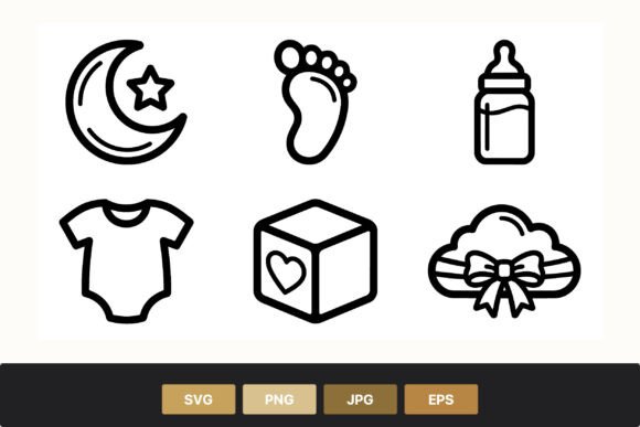 Baby Icon Line Art Set: Graphics & Illustrations Review