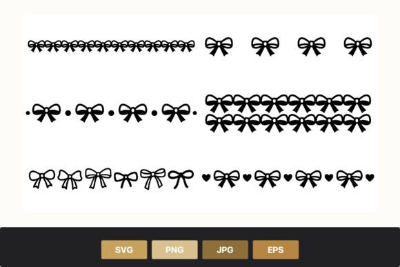 Black Bow Vector Pattern Borders: Graphics & Illustrations