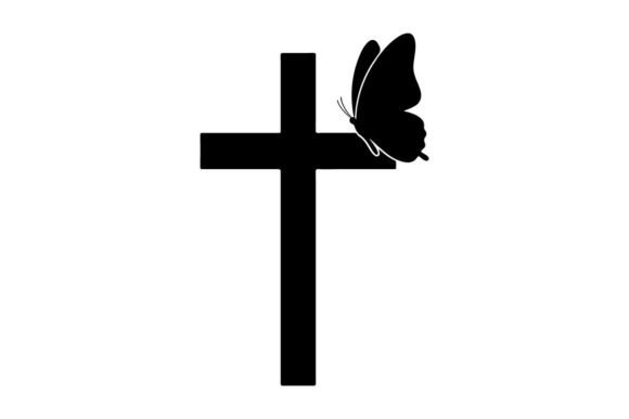 Black Cross with Butterfly Symbolizing H Graphics & Illustrations