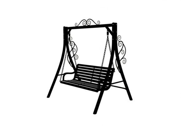 Black Metal Garden Swing Ornate Frame Graphics