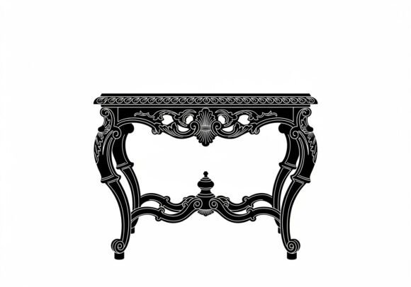 Black Ornate Wooden Console Table Graphics