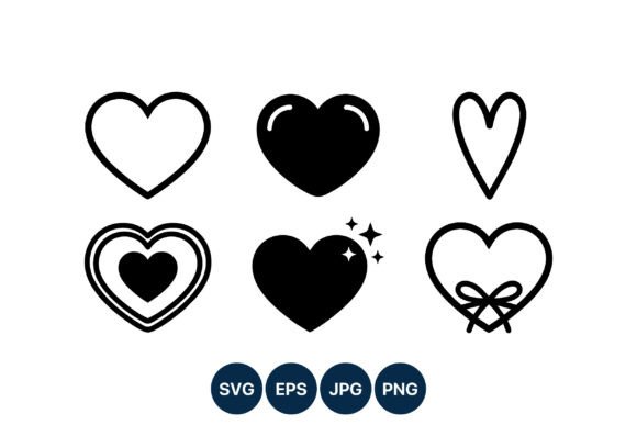 Black White Hearts Collection Vector: Graphics & Illustrations