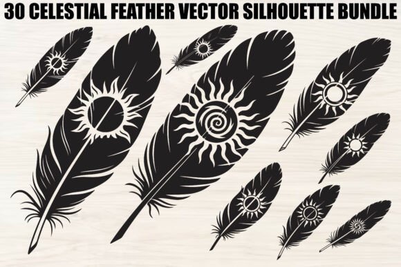 Celestial Feather Silhouette Bundle: Graphics & Illustrations