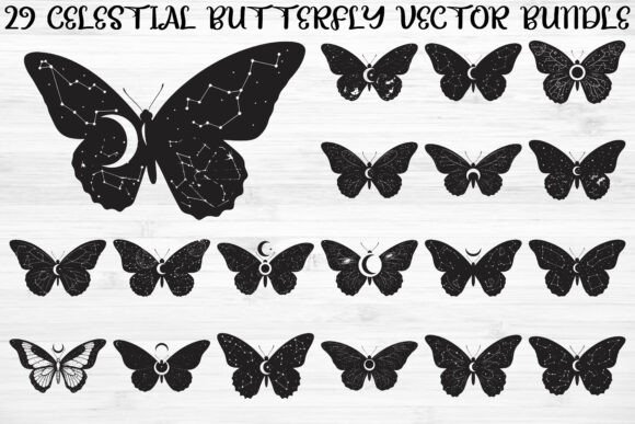 Celestial Moon Star Butterfly Bundle: Graphics & Illustrations