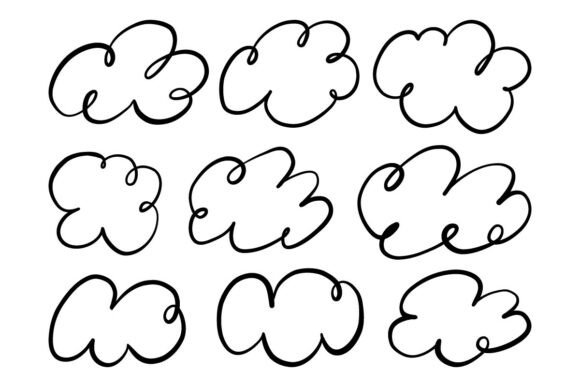 Cloud Doodle Set Cute Outline SVG Pack: Graphics & Illustrations