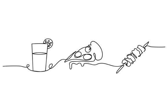 Continuous Line Food Graphics & Illustrations