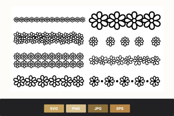 Daisy Flower Border Set: Graphics & Illustrations for Sellers