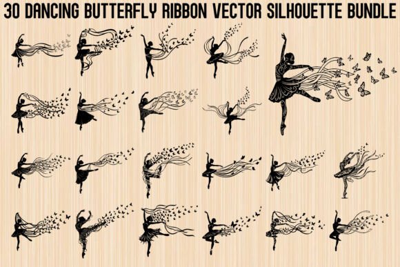 Dancing Butterfly Ribbon Bundle: Graphics & Illustrations