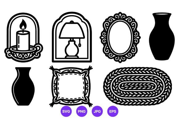 Home Decor Vector Line Art Set
