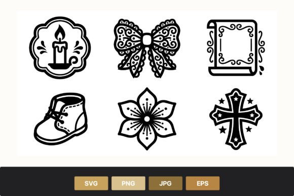 Line Art Candle Bow Scroll Shoe Flower Graphics