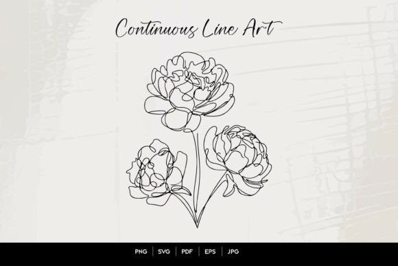 Minimal Peony Flower Line Art SVG File: Graphics & Illustrations for Handmade Brands