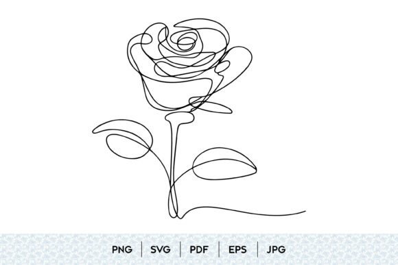 Minimalist Rose One Line Art: Graphics & Illustrations for Editorial Polish