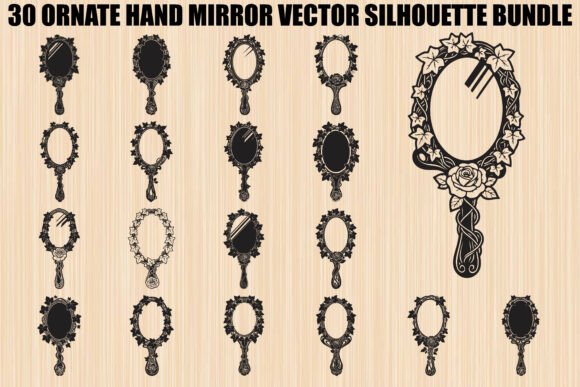 Ornate Hand Mirror Bundle: Graphics & Illustrations