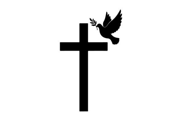 Peace Dove Flying from Black Cross