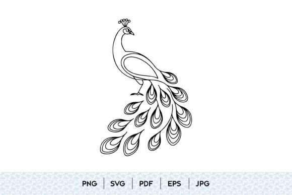 Peacock Line Art SVG: Elegant Graphics for Editorial Illustrations