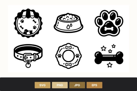 Pet Icons Black and White: Clean Graphics & Illustrations for Editorial Use
