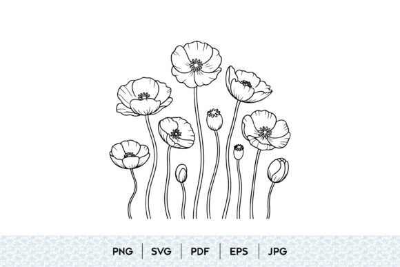 Poppy Flower Bouquet SVG: Illustrations & Graphics for Sellers