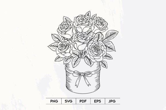 Rose Bouquet Line Art SVG: Elegant Graphics & Illustrations