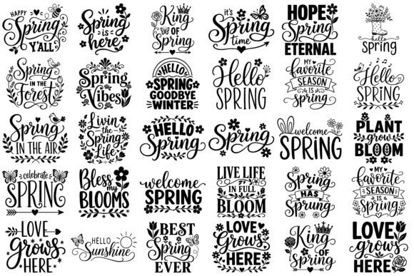 Spring Typography Quotes SVG Bundle: Graphics & Illustrations