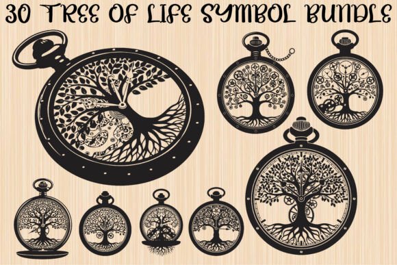 Steampunk Tree of Life Symbol Bundle: Graphics & Illustrations