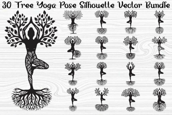 Tree Yoga Pose Bundle: Graphics & Illustrations for Crafters