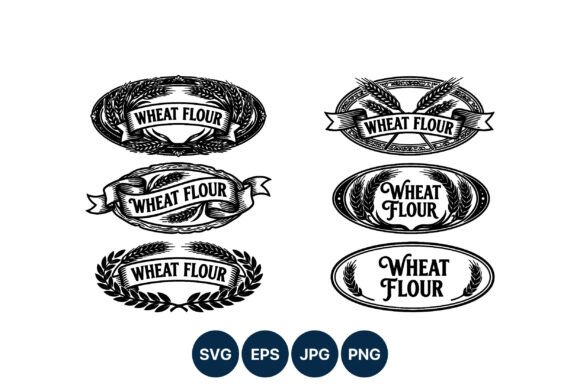 Vintage Wheat Flour Banner Set: Graphics & Illustrations
